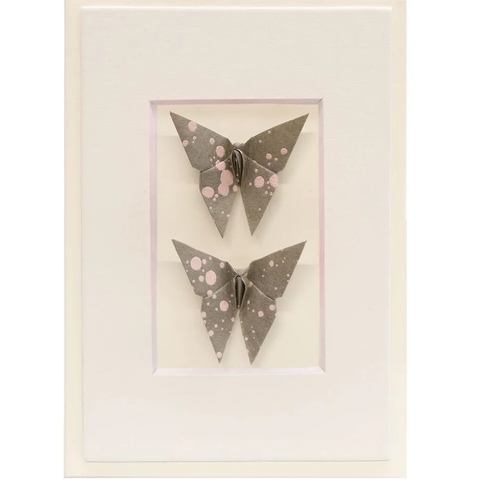 Card Twin Butterfly Paint Drops Grey*