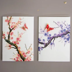 Card Watercolour Sakura Tree Pink