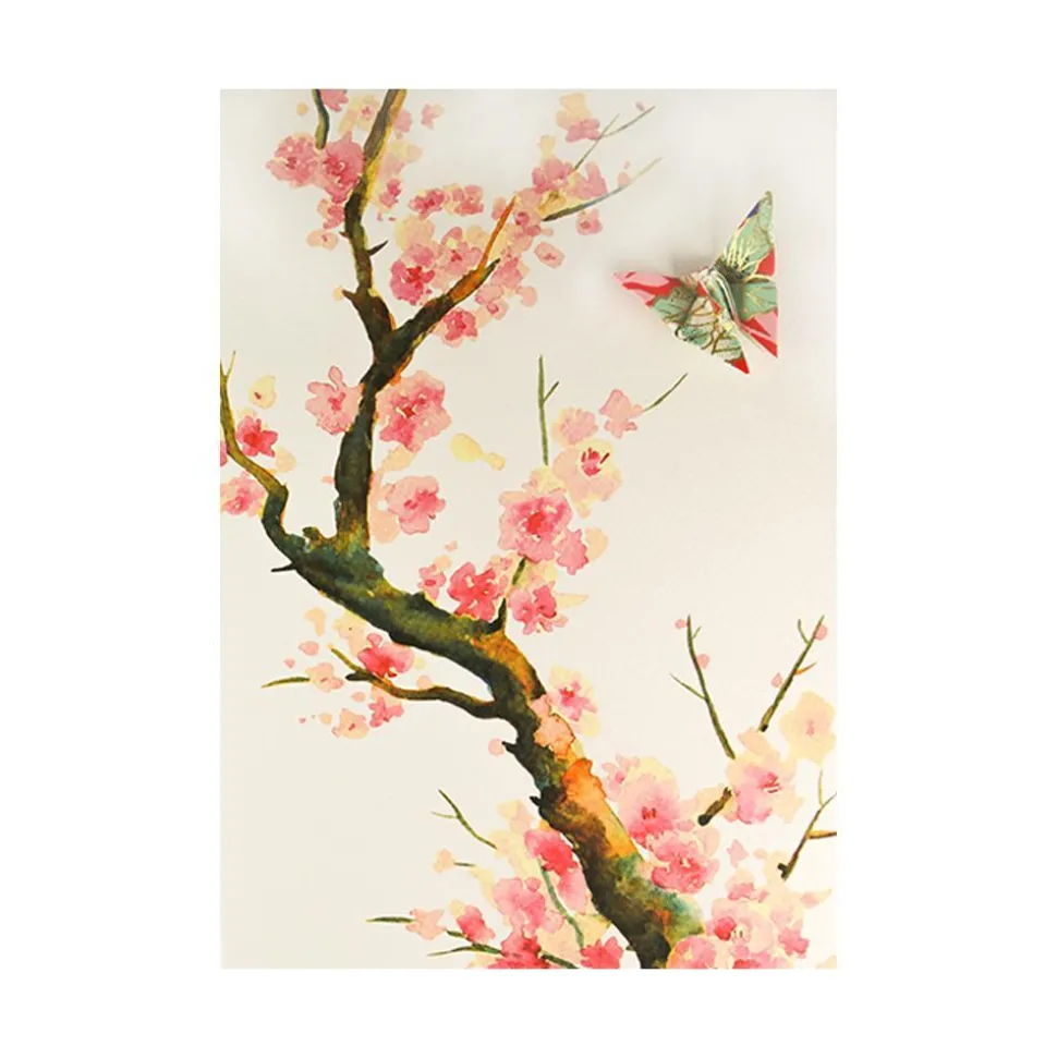 Card Watercolour Sakura Tree Pink