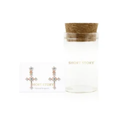 Drop Earring Diamante Cross