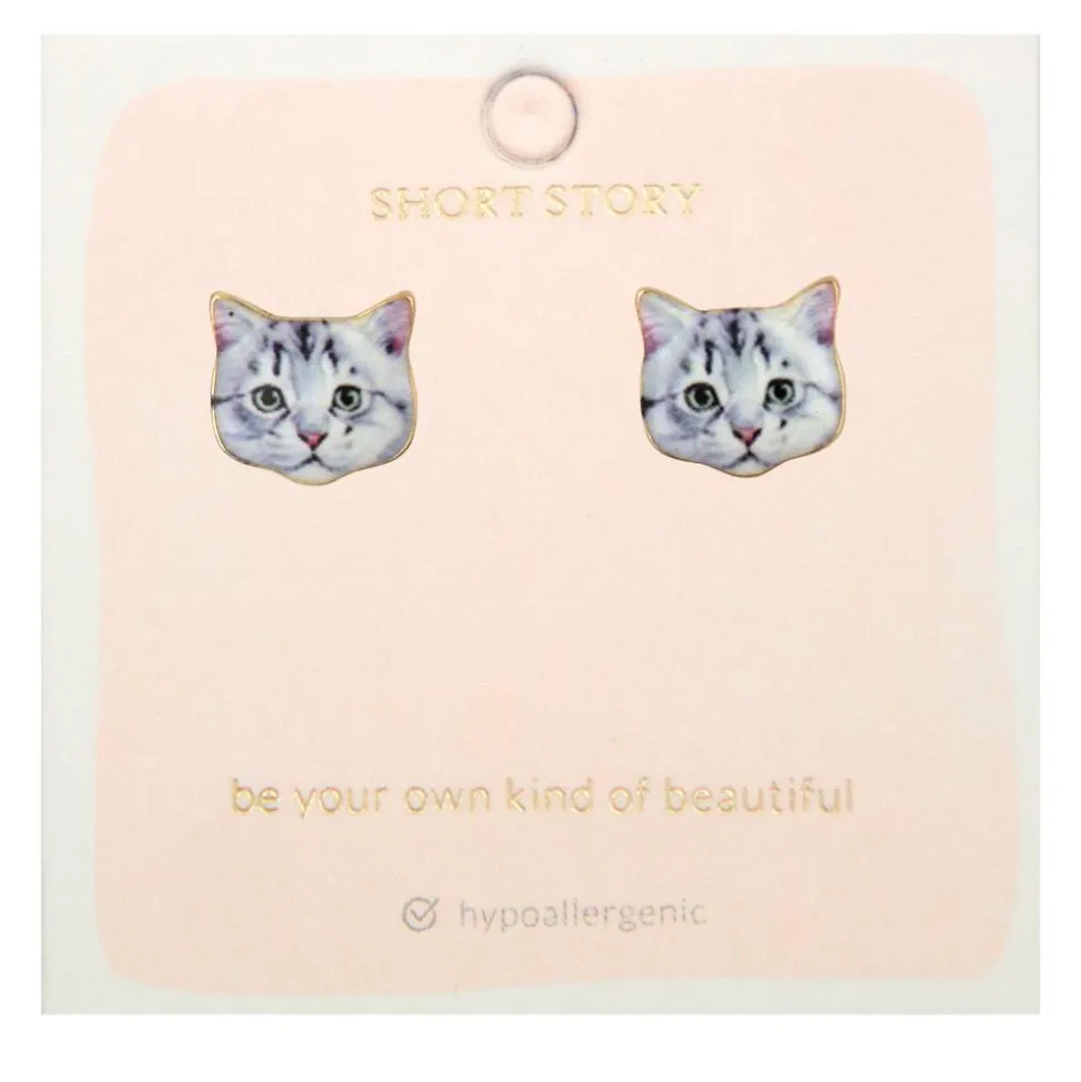 Earring Cat Grey