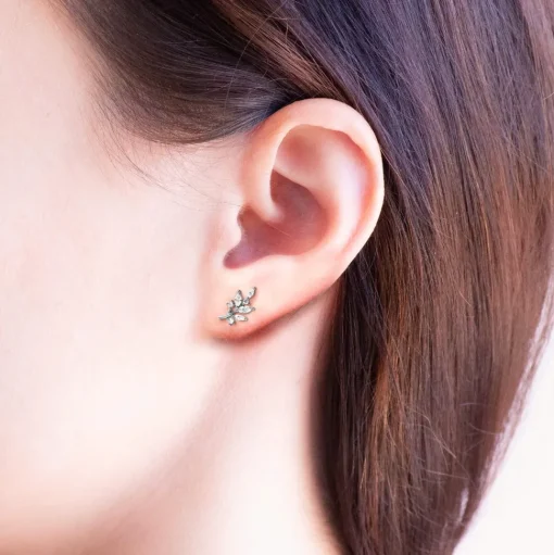 Earring Diamante Leaf and Flower