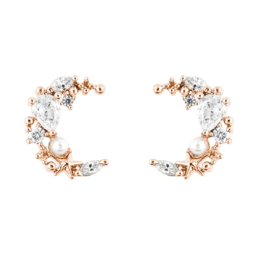 Earring Diamante Moon Pearl