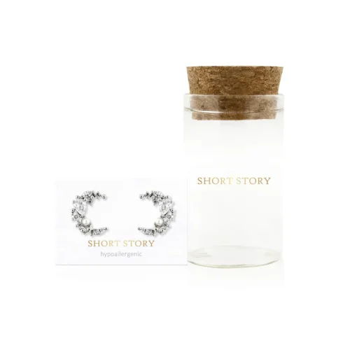 Earring Diamante Moon Pearl