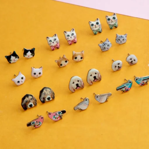 Earring Kitten Black and White