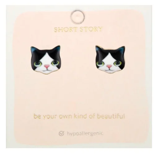 Earring Kitten Black and White