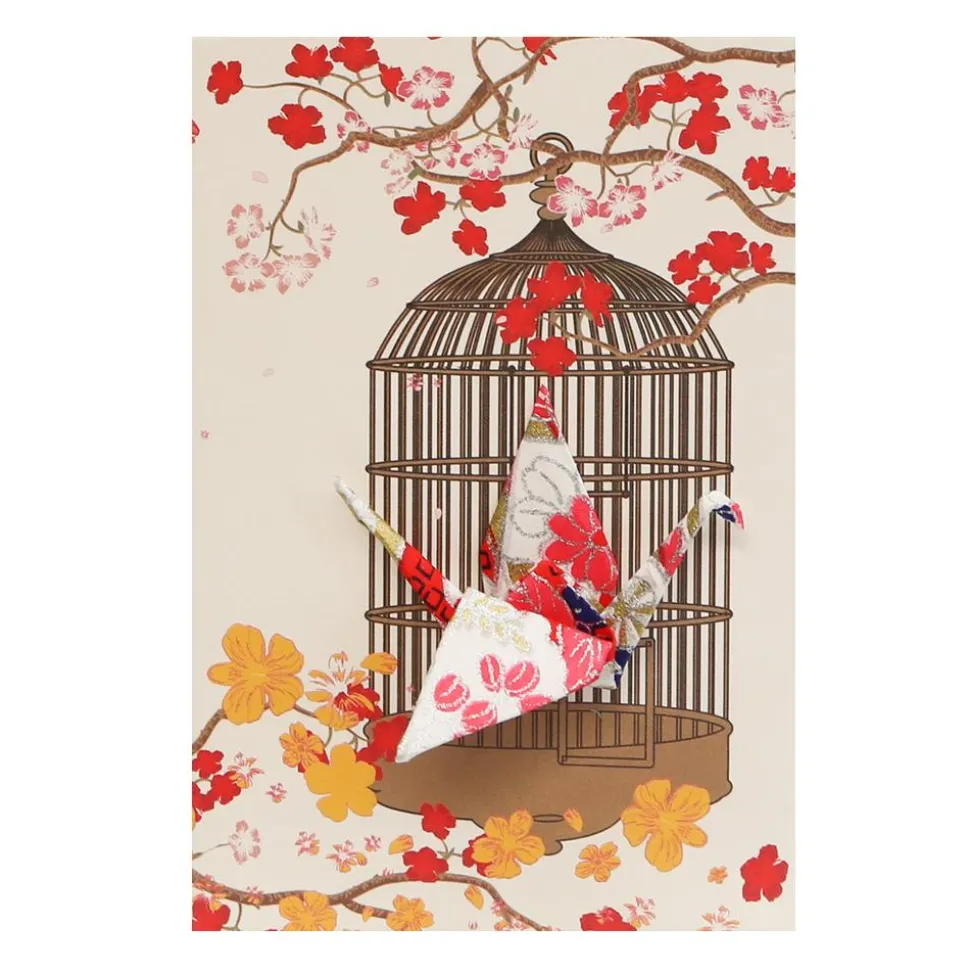 Small Card Crane in Cage Royal Gold
