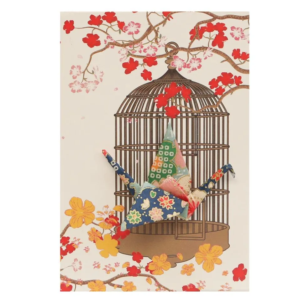 Small Card Crane in Cage Blossom Green